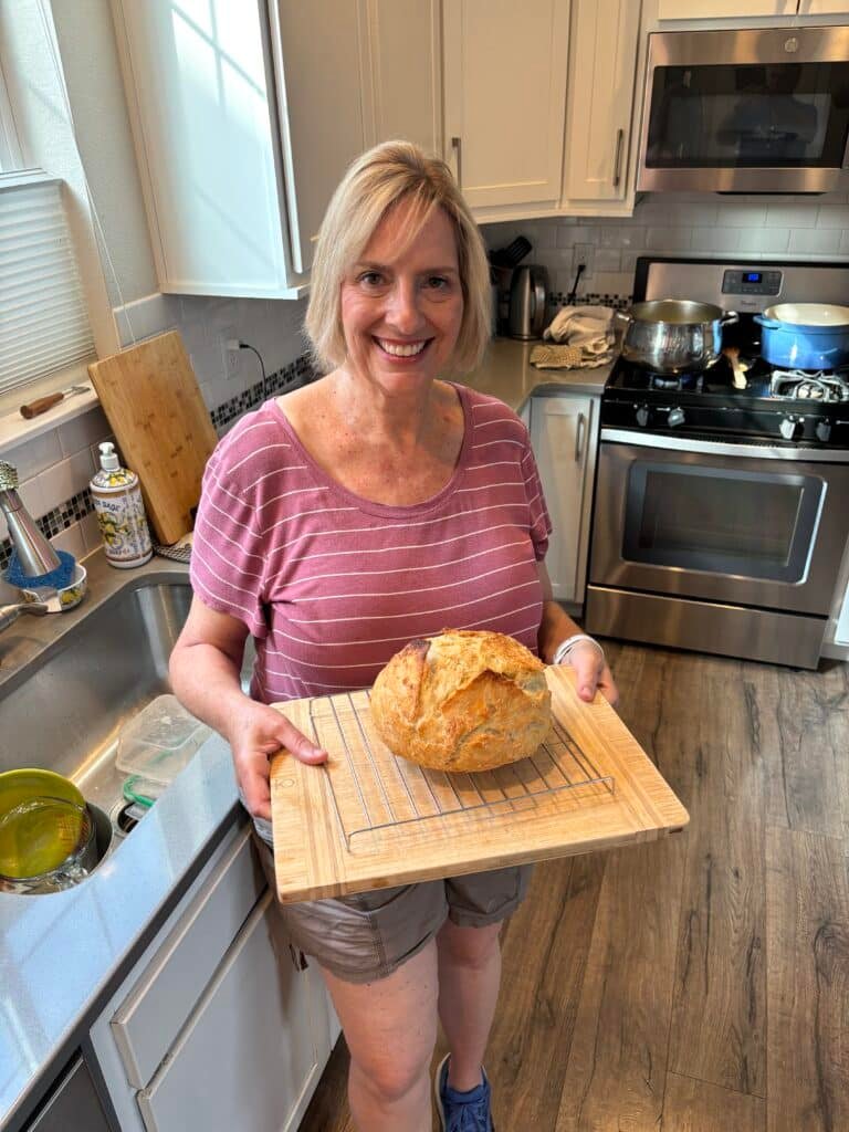 Elaine making bread
